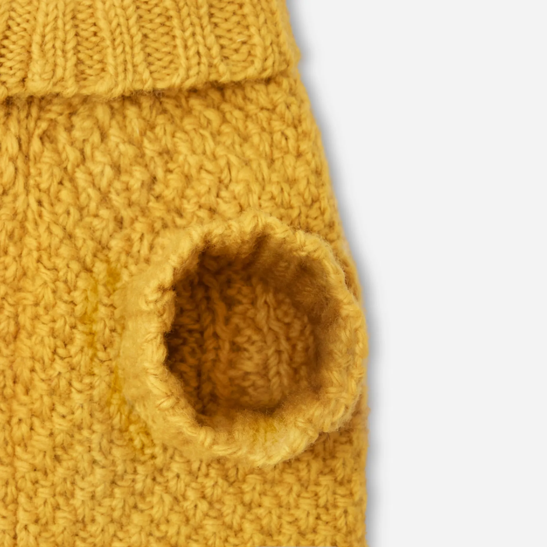 Aran Mustard Yellow Hand knitted Designer Wool Dog Jumper