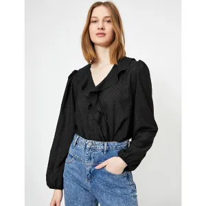 Black Frill Detailed Blouse