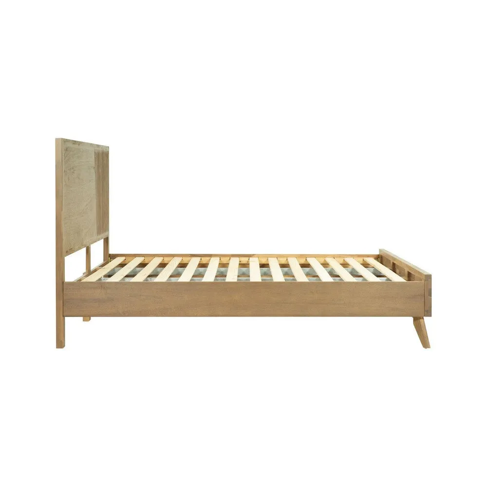 Cid Allie Queen Platform Bed, Panel Headboard, Walnut Brown Acacia Wood By Casagear Home
