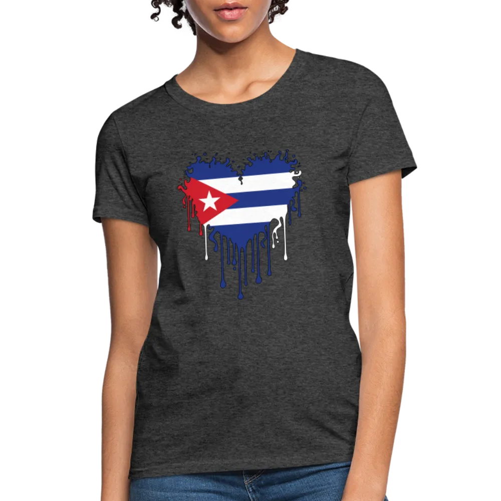 Heart of Cuba Flag Women's Contoured T-Shirt