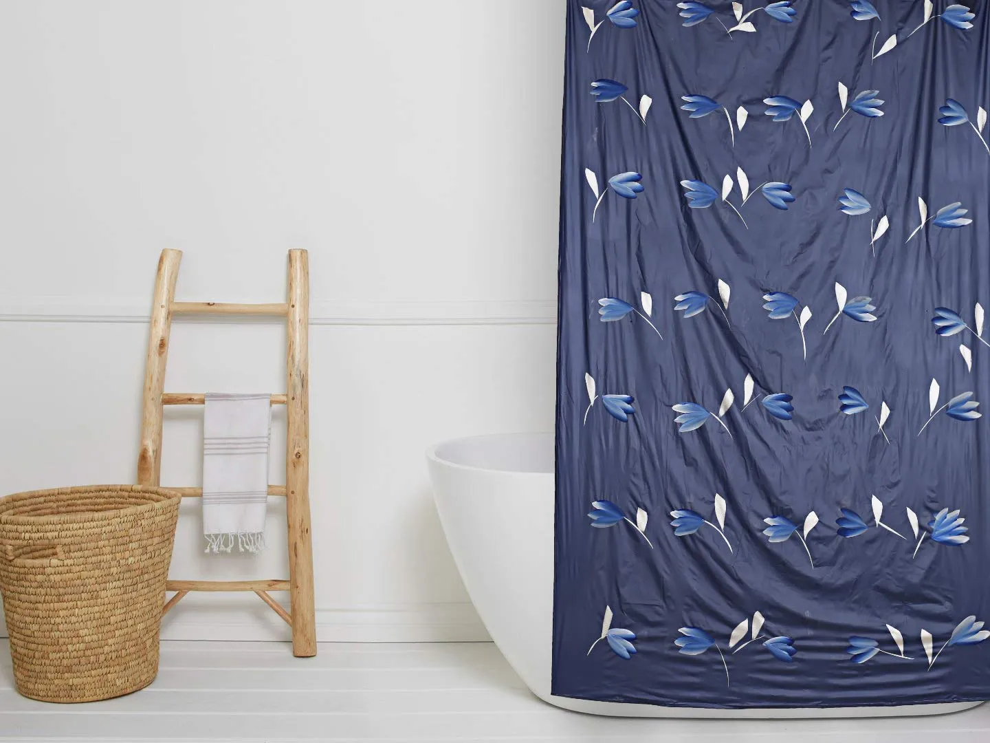 Kuber Industries Shower Curtain & Bathmat Set | Non-Slip Bath mats for Bathroom | Easy-Slide Curtains | Polyester Curtain or Bathmat for Bath Décor | XTL265-3T | 6 Pcs Set | Multicolor