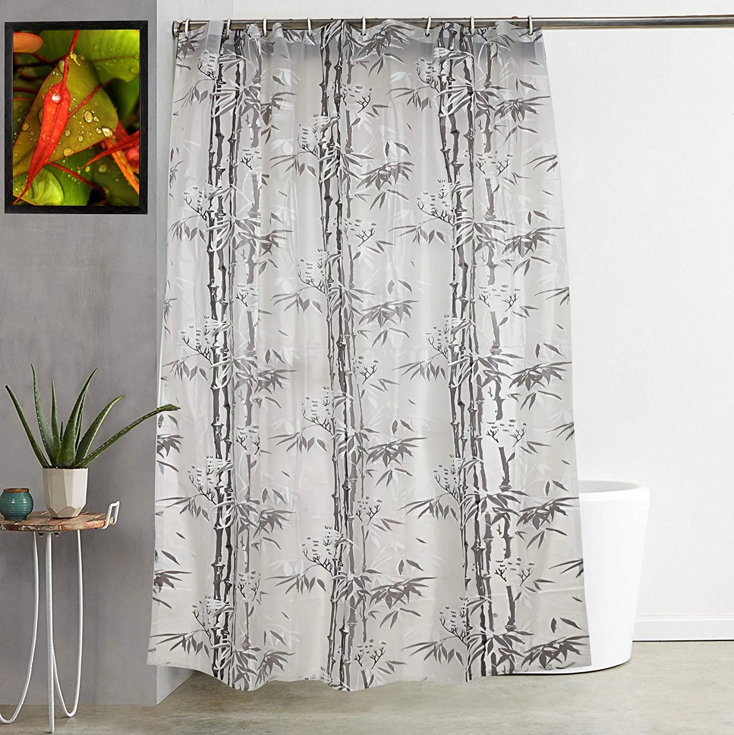 Kuber Industries Shower Curtain & Bathmat Set | Non-Slip Bath mats for Bathroom | Easy-Slide Curtains | Polyester Curtain or Bathmat for Bath Décor | YX0029-3T | 18 Pcs Set | Multicolor