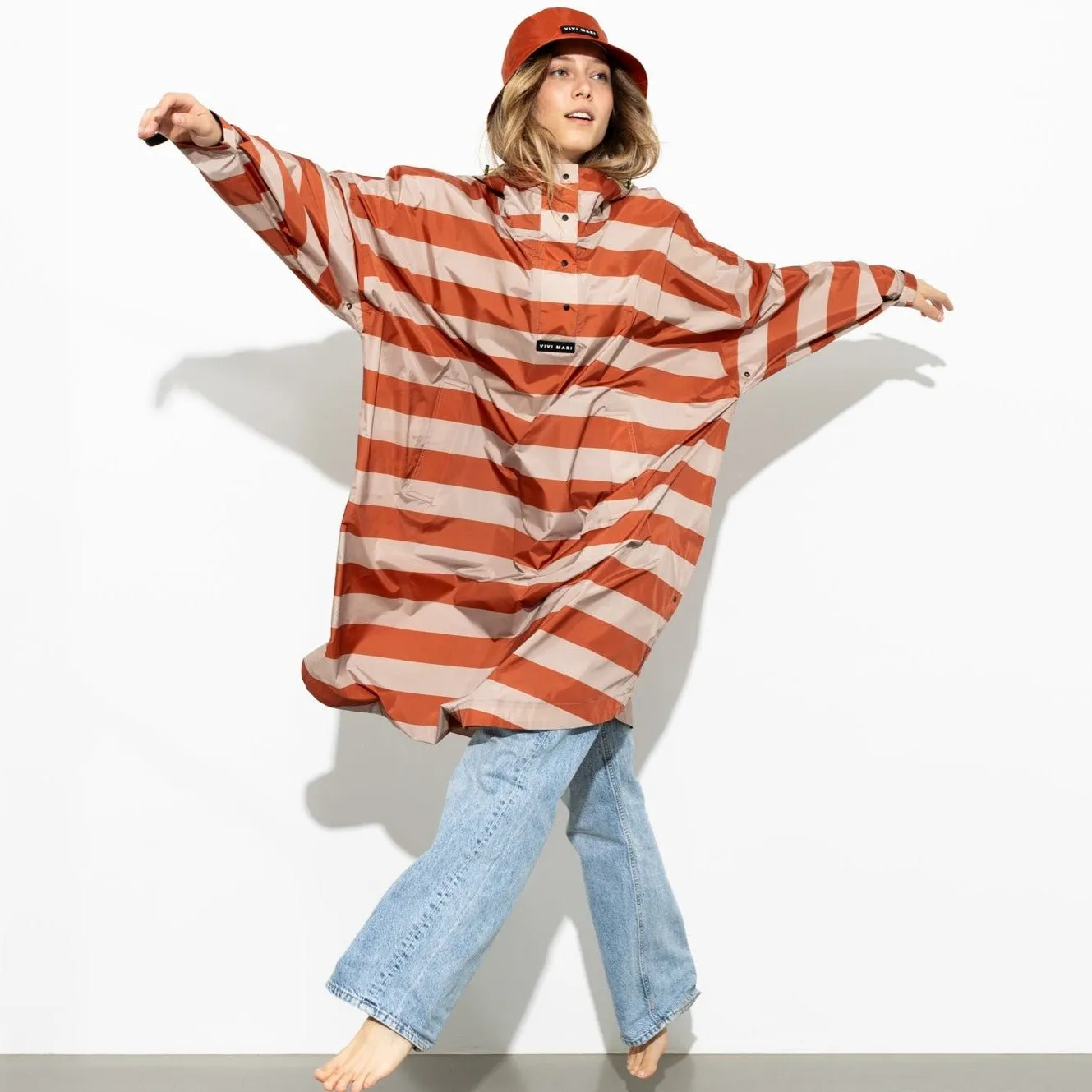 Raincoat bold stripes - cinnamon/latte