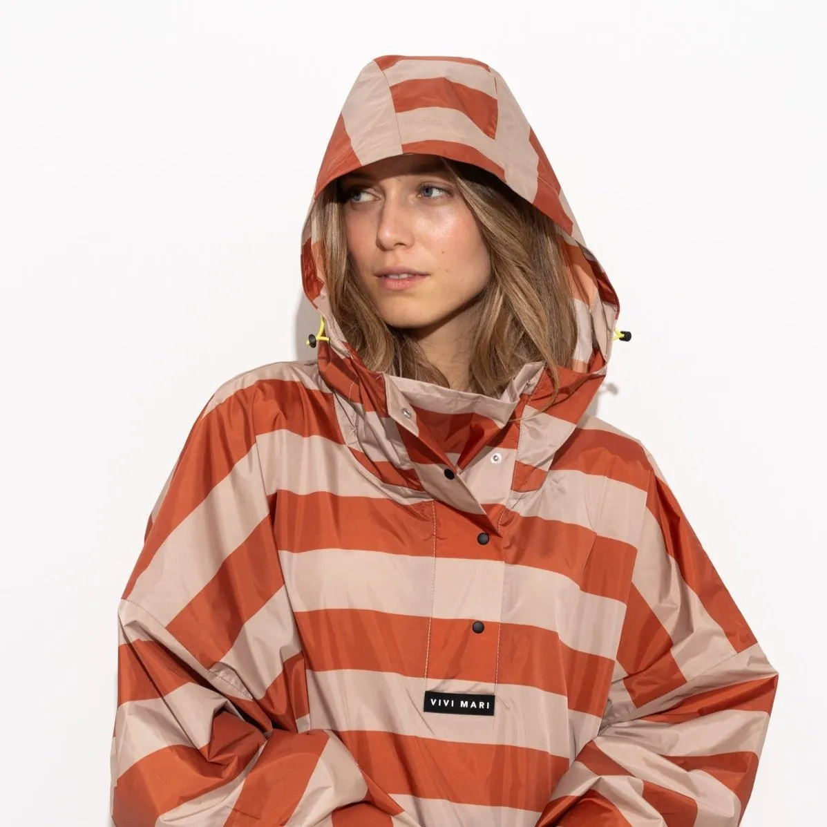 Raincoat bold stripes - cinnamon/latte