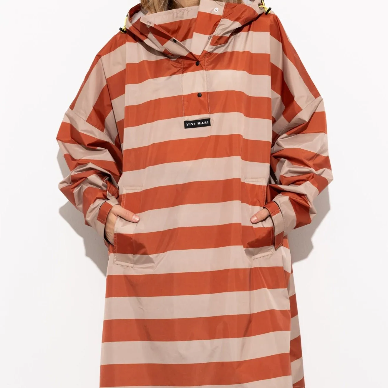 Raincoat bold stripes - cinnamon/latte